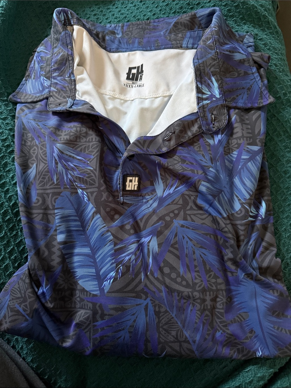 GH Branded Blue Palm-Print Polo